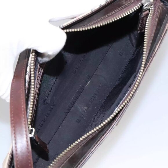 BURBERRY Nova Check Shoulder Bag Canvas Beige Authentic - Picture 14 of 16